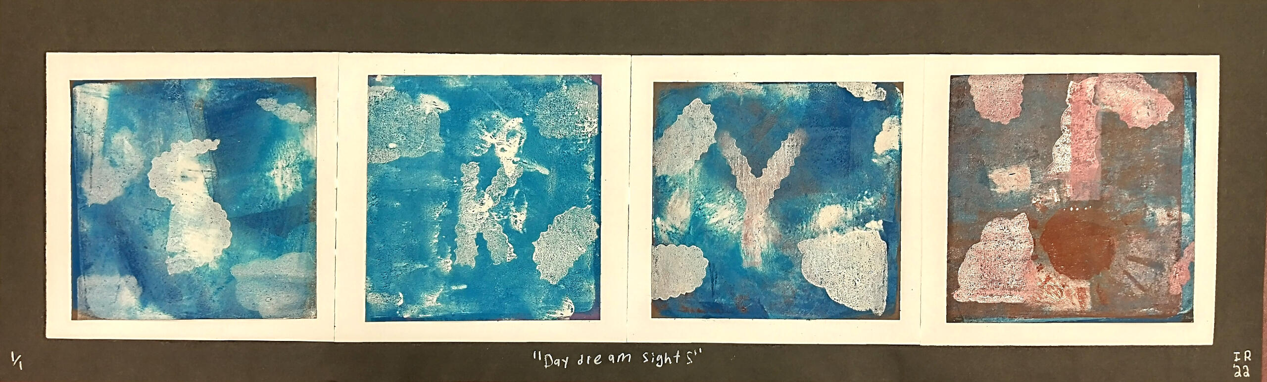 Sky, print on paper, made for printmaking class in HS.